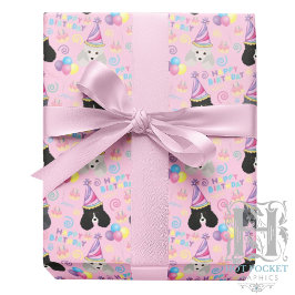 Papel De Presente Parti Poodle Birthday Gift Wrapping Paper Pink
