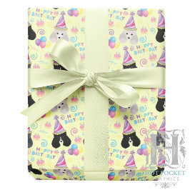 Papel De Presente Parti Poodle Birthday Gift Wrapping Paper Yellow