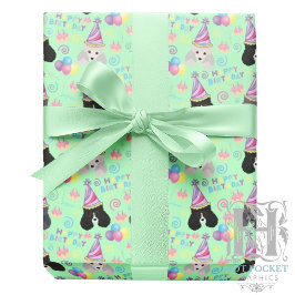 Papel De Presente Parti Poodle Wrapping Paper in Green