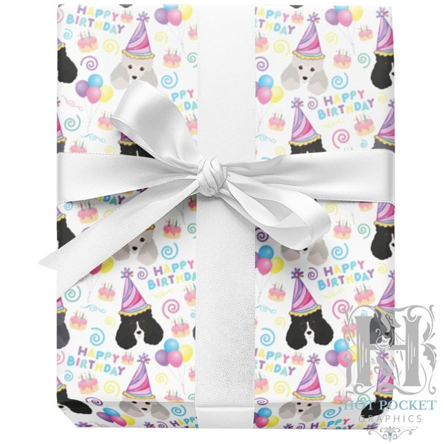 Papel De Presente Parti Poodle Wrapping Paper in White (Criador carregado)