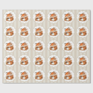 Papel De Presente Partido Cozy Autumn Fox Chá de fraldas Cozy Woodla