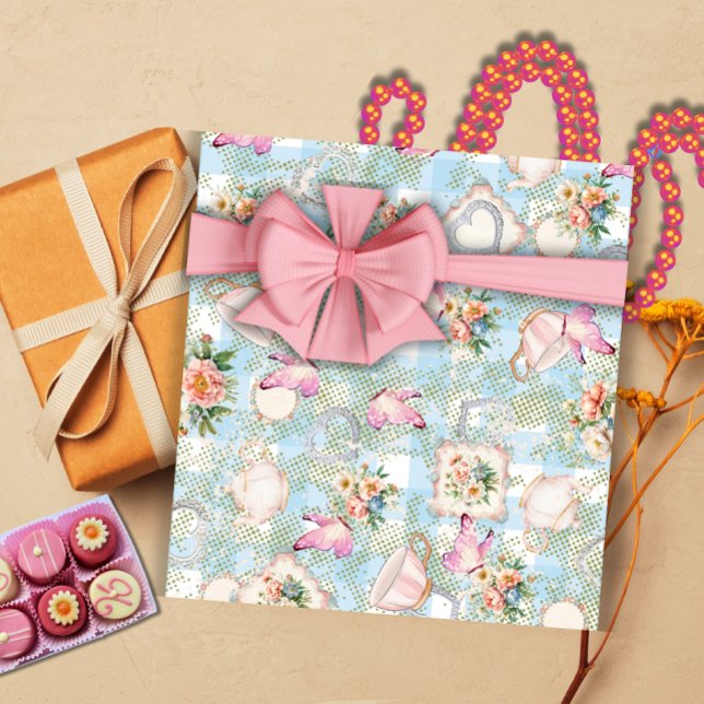 Papel De Presente Partido do Jardim Verde e Azul (Elegant enough for that sweet sixteen, anniversary or just because.)