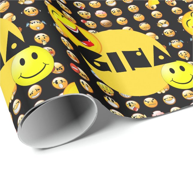 Papel De Presente Partido Emoji Personalizado (Ponta do rolo)