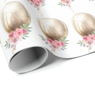 Papel De Presente Partido Glitter do Luxo Beige Balloon