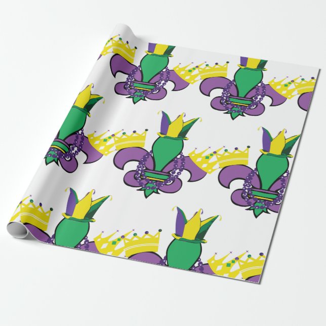 Papel De Presente Partido Mardi Gras (Desenrolado)