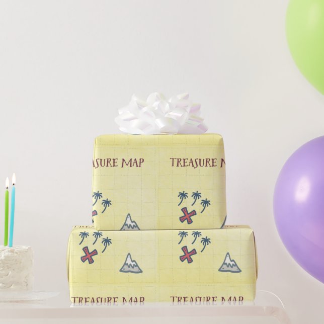 Papel De Presente Partido Pirata do Mapa do Tesouro (Presentes para festas)