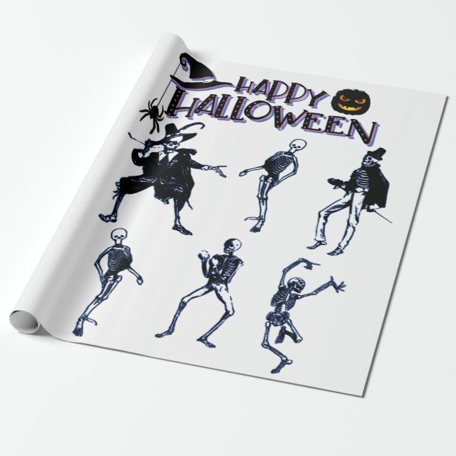 Papel De Presente Partido Skeletons Assustador (Desenrolado)