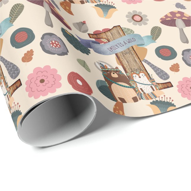 Papel De Presente Partiware de Animais Selvagens Úteis Personalizáve (Ponta do rolo)