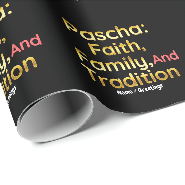 Papel De Presente Pascha Faith Family and Tradition Christian Easter (Ponta do rolo)