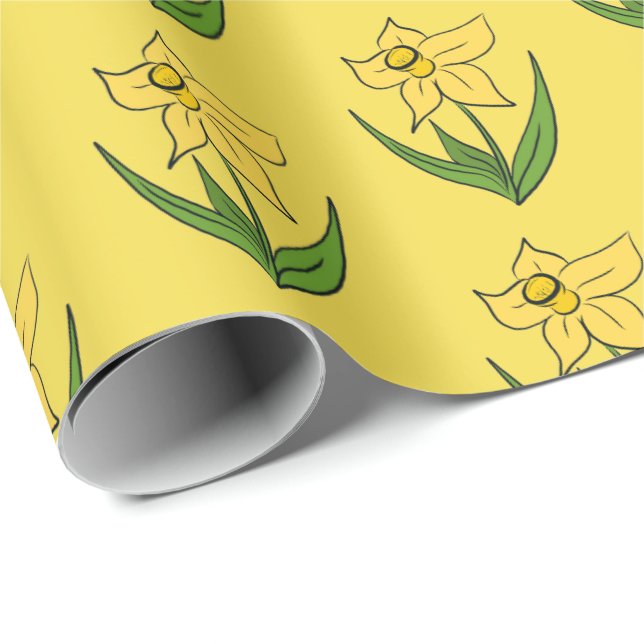 Papel De Presente Páscoa Daffodils Amarelo sunny (Ponta do rolo)