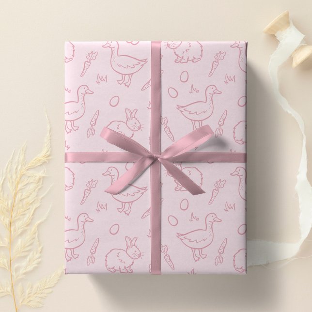 Papel De Presente Páscoa das meninas Coelho Fofo Ganso Coelho Primav (Criador carregado)