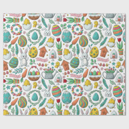 Papel De Presente Páscoa de padrão de Primavera de coelhinho de ovos