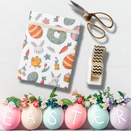 Papel De Presente Páscoa de padrão de Primavera de coelhinho de ovos
