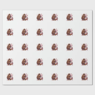 Papel De Presente Páscoa do Coelho Bigfoot Sasquatch Ovos Retrô Home