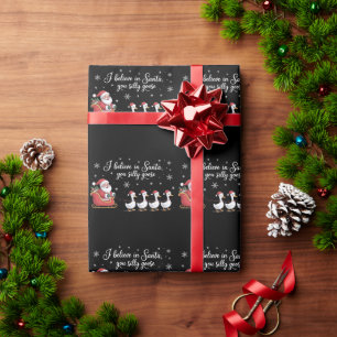 Papel De Presente Páscoa do Ganso Tolo Eu Acredito no Papai Noel Eng
