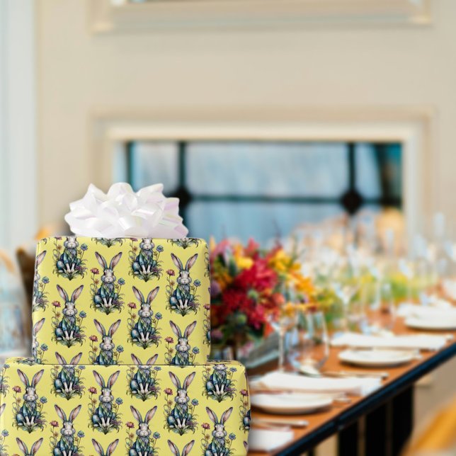 Papel De Presente Páscoa Floral Coalhada Coalhada Amarela (Criador carregado)