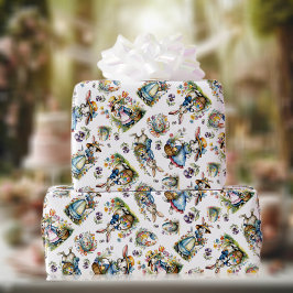 Papel De Presente Páscoa Vintage Aquarela Coelho de Páscoa Ovos Flor