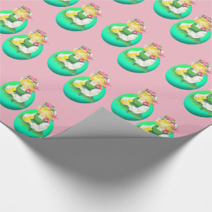 Papel De Presente Páscoa Vintage Girl com Pintinho Páscoa