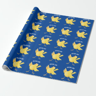 Papel De Presente Passarinho canário amarelo cantando desenho animad