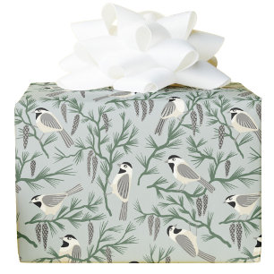 Papel De Presente Pássaro Chickadee Artes e Ofícios de Pinheiro