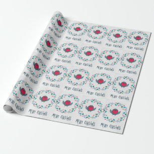 Papel De Presente Pássaro Chickadee Natal