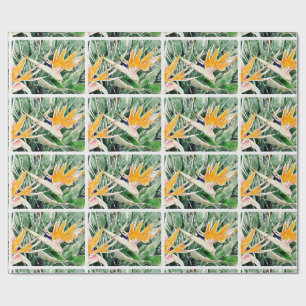 Papel De Presente Pássaro de paraíso havaiano tropical