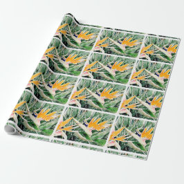 Papel De Presente Pássaro de paraíso havaiano tropical