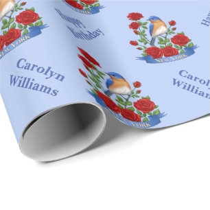 Papel De Presente Pássaro e Flor do Estado de Nova Iorque