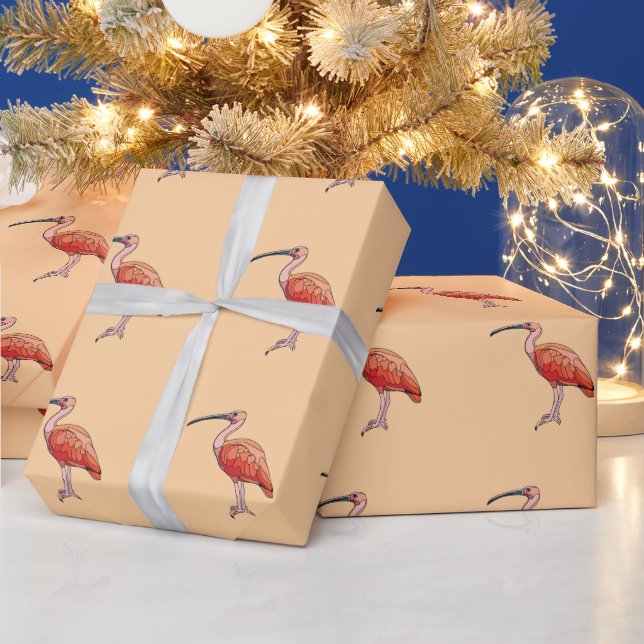 Papel De Presente Pássaro Íbis Escarlate Feliz Aniversário (Feriados)
