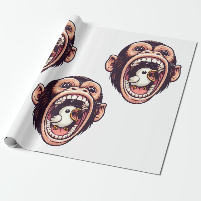 Papel De Presente Pássaro Macaco (Desenrolado)