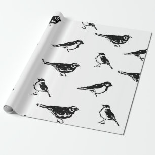 Papel De Presente Pássaro-pincelada de pincelada de tinta sem costur
