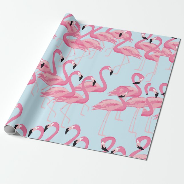Papel De Presente Pássaro Tropical do flamingo sem soldadura (Desenrolado)