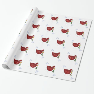 Papel De Presente Pássaro Whimsic com Flocos de Neve
