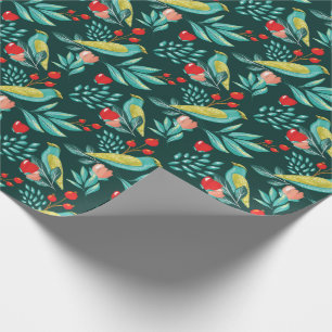 Papel De Presente Pássaros da Aquarela, arando & Natal das