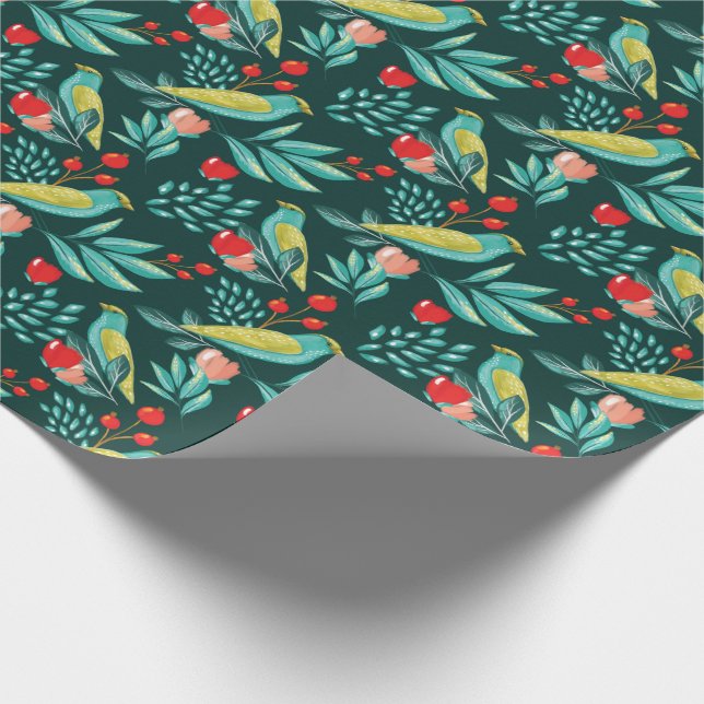 Papel De Presente Pássaros da Aquarela, arando & Natal das (Ponta)