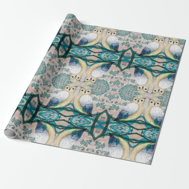 PAPEL DE PRESENTE PÁSSAROS DAS CORUJAS (Desenrolado)