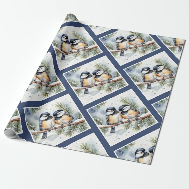 Papel De Presente Pássaros de frango, de inverno, bonitinhos (Desenrolado)