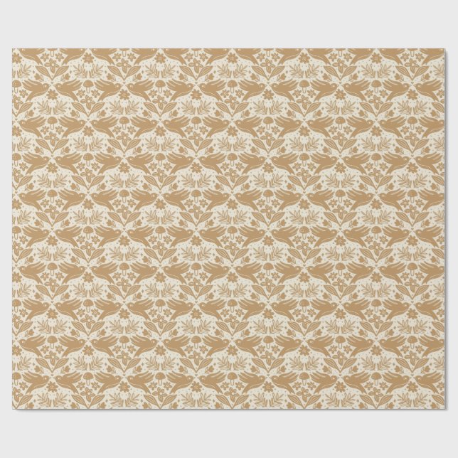 Papel De Presente Pássaros de Impressão em Bloco com Florais | Costu (Aberto)