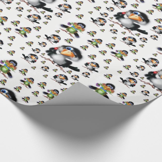 Papel De Presente Pássaros de papel para enrolar (Ponta)