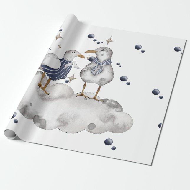 Papel De Presente Pássaros de praia (Desenrolado)