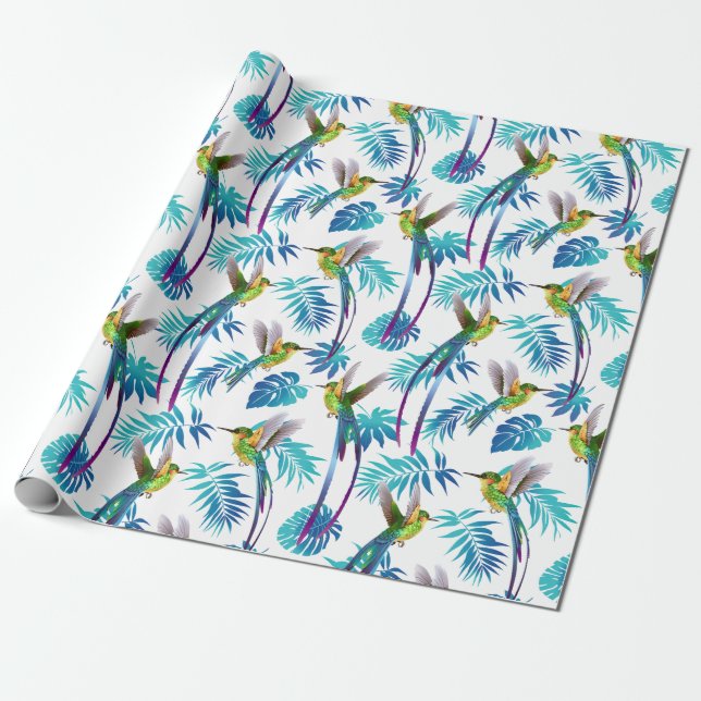 Papel De Presente Pássaros-do-mar Tropicais Longos (Desenrolado)