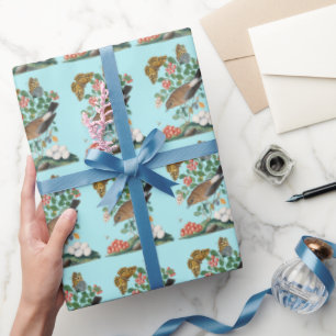 Papel De Presente Pássaros e borboletas do Vintage