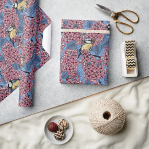 Papel De Presente Pássaros-em-cola no jardim lilás