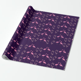 Papel De Presente Pássaros Flamingo Rosa