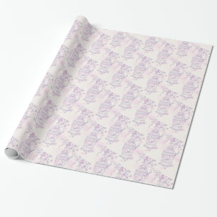 Papel De Presente Pássaros, gaiola, plástico roxo, rosa
