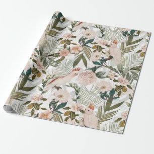 Papel De Presente Pássaros Tropicais Padrão Selvagem de Cockatoo - B