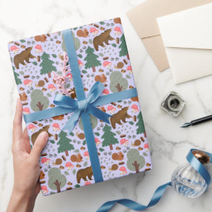 Papel De Presente Passear pela floresta em roxo claro