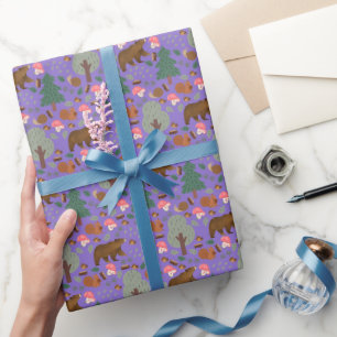 Papel De Presente Passear pela floresta em Roxo Médio