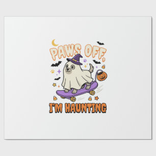Papel De Presente Passeio de Patinete Assustador do Cão de Halloween