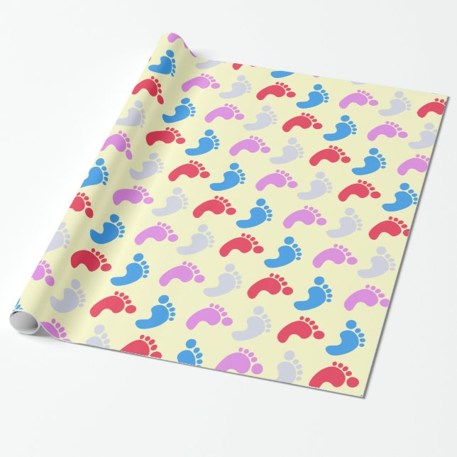 Papel De Presente Passos de Bebê (Desenrolado)